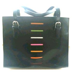 Jack Georges BLACK LEATHER Prestige Tote NWT